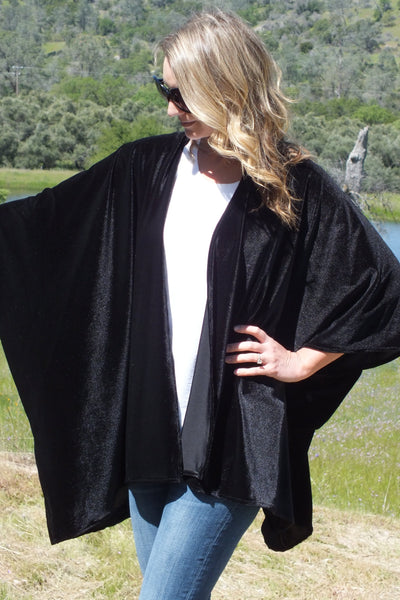 Black Velvet Kimono Duster Top One size
