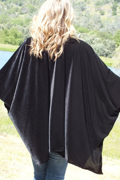 Black Velvet Kimono Duster Top One size