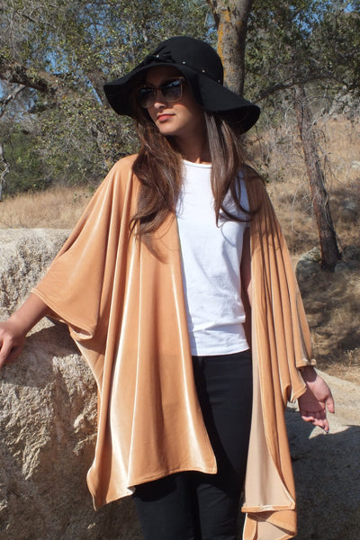 Gold Velvet Cape Duster Kimono Top One size