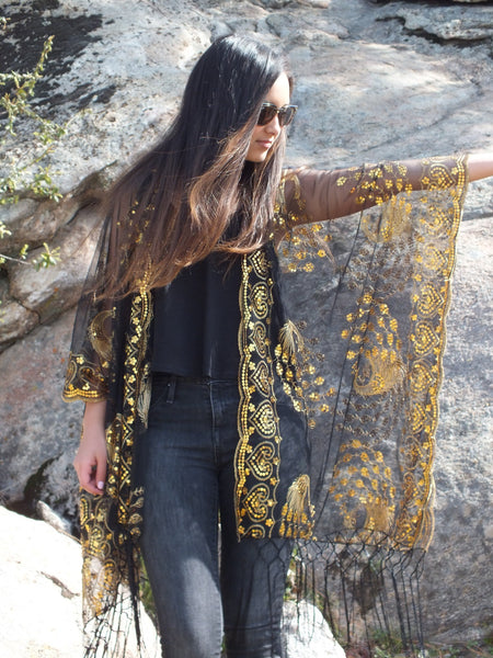 Moddy vintage-Festival Sequin Kimono Duster