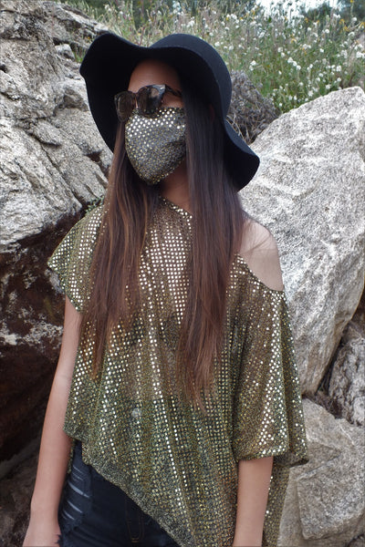 Gold Silver Sequin face mask