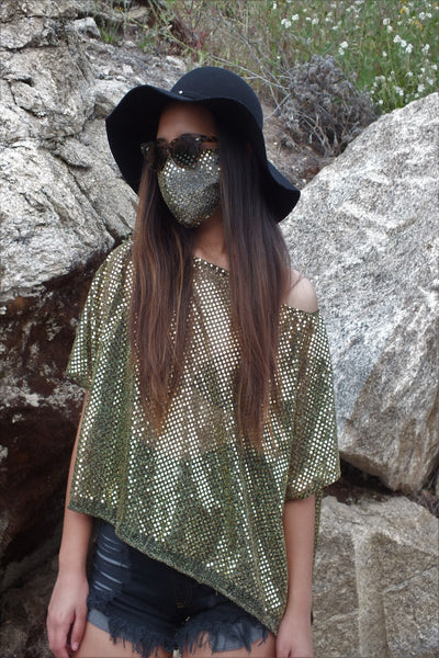 Gold Silver Sequin face mask