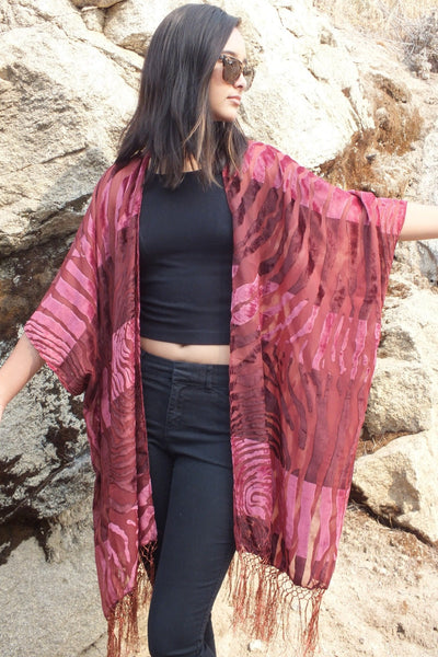Moddy vintage-Burnout Velvet Leopard Kimono