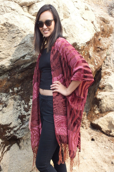 Moddy vintage-Burnout Velvet Leopard Kimono