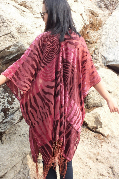 Moddy vintage-Burnout Velvet Leopard Kimono