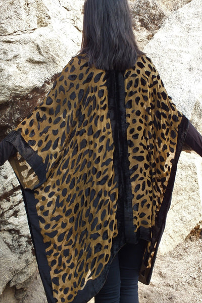 Burnout Velvet Animal Leopard Print Kimono Top One size