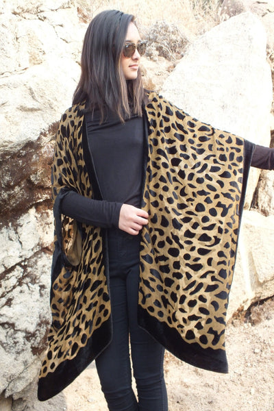 Burnout Velvet Animal Leopard Print Kimono Top One size