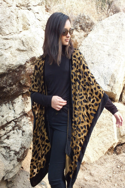 Burnout Velvet Animal Leopard Print Kimono Top One size