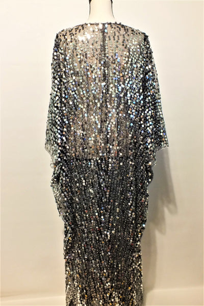 Festival Black Silver Sequin Maxi Dress Caftan Dress