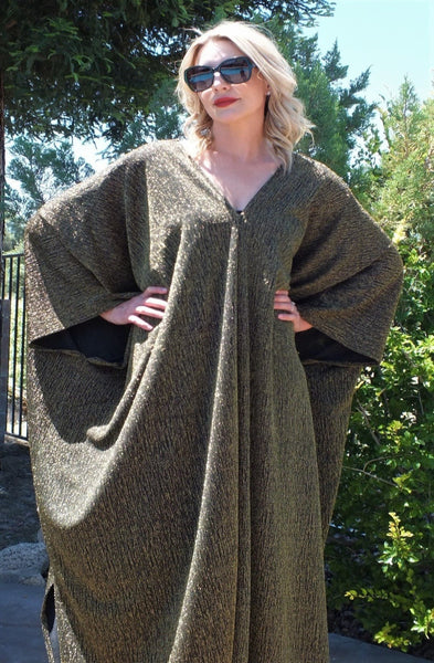 Gold Glitter Caftan Kimono Party Dress One size