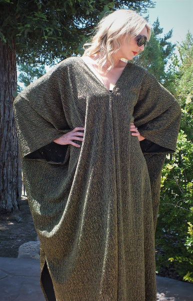 Gold Glitter Caftan Kimono Party Dress One size