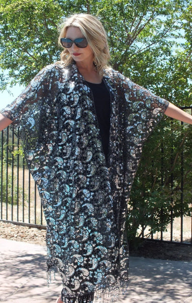Moddy vintage-Festival Sequin Kimono Duster