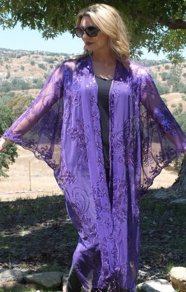 Purple Kimono, Sequin Kimono