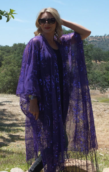 Purple Kimono, Sequin Kimono