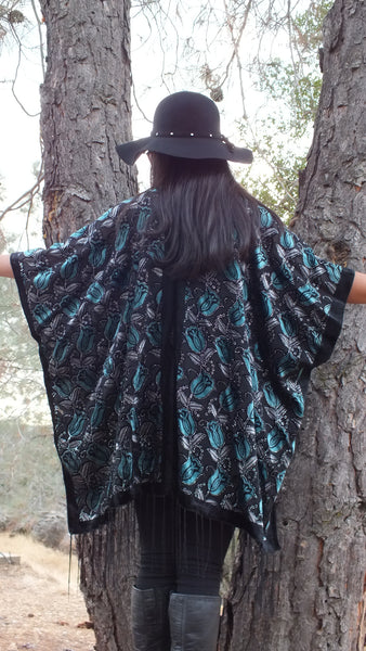 Moddy vintage-Burnout Velvet Kimono Duster