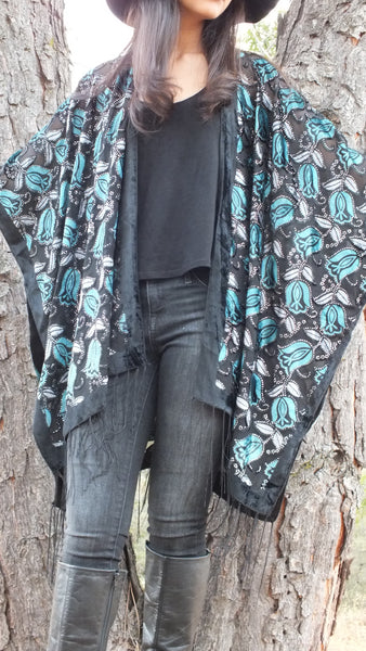 Moddy vintage-Burnout Velvet Kimono Duster