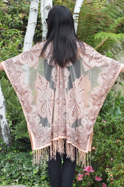 Sheer Paisley Bandana Medallion Print Burnout Fabric Duster Kimono Top