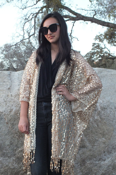 Moddy vintage-Festival Sequin Kimono Duster