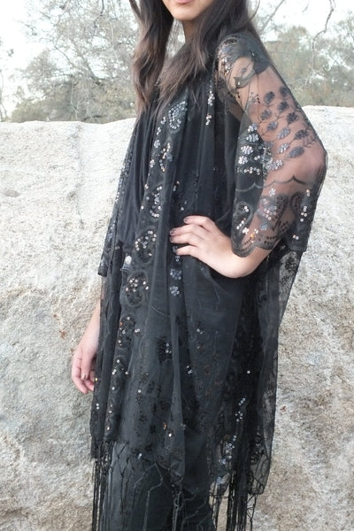 Moddy vintage-Festival Sequin Kimono Duster