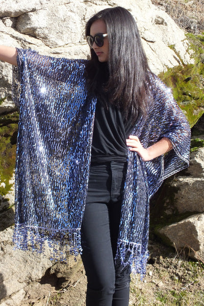 Purple Lavender Sequin Kimono Duster Top One Size