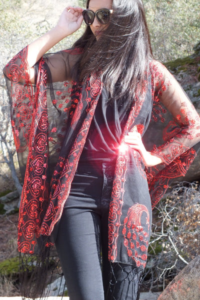 Moddy vintage-Festival Sequin Kimono Duster