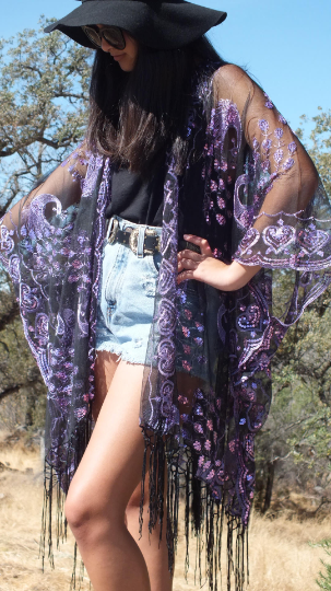 Moddy vintage-Festival Sequin Kimono Duster