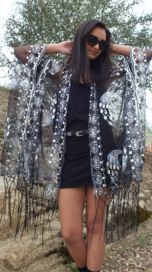 Moddy vintage-Festival Sequin Kimono Duster